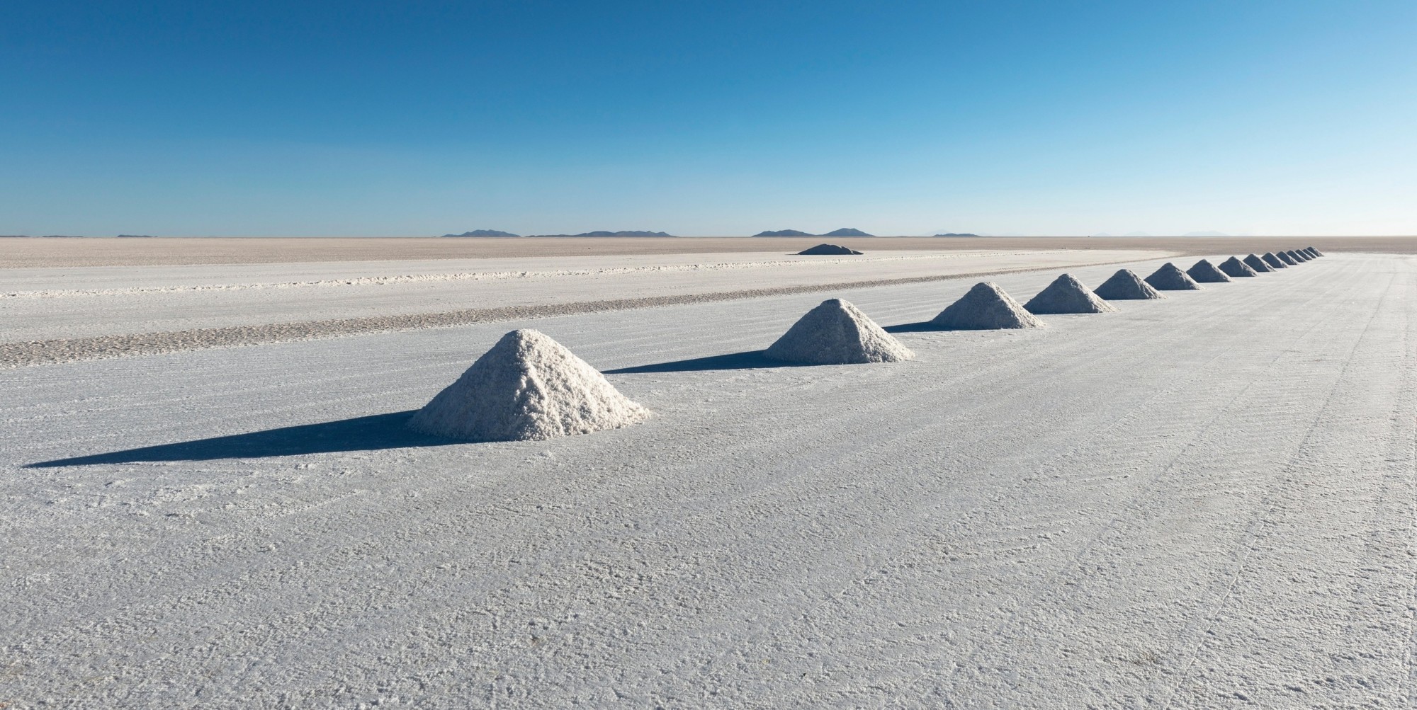 Salt piles on the Salar de Uyuni